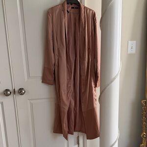 Lightweight Satin Tan/Dusty Pink Duster Coat